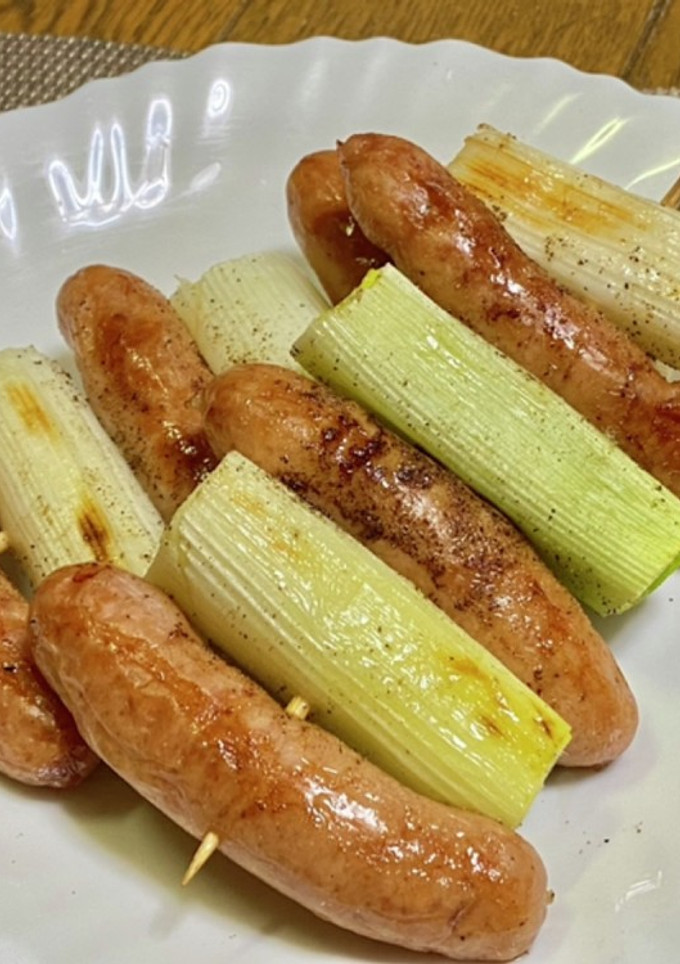 白ネギとソーセージの串焼き-レシピのメイン写真