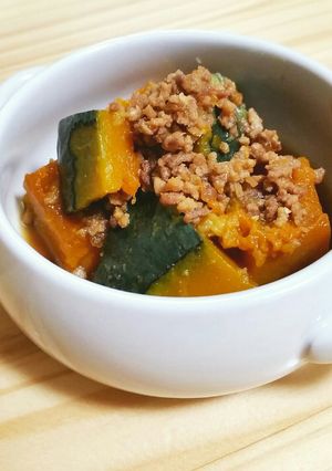 ＊＊かぼちゃと挽き肉の煮もの＊＊-レシピのメイン写真