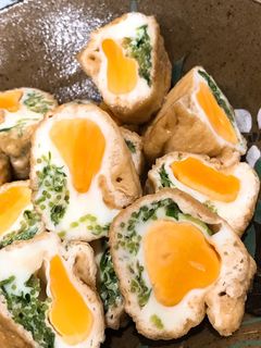 卵と豆苗のきんちゃく煮-レシピのメイン写真
