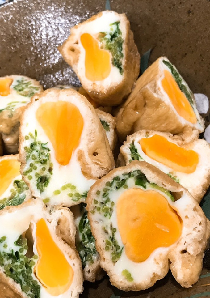 卵と豆苗のきんちゃく煮-レシピのメイン写真