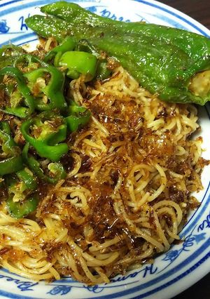 焦しかつおのスパゲティ　ししとう添え-レシピのメイン写真