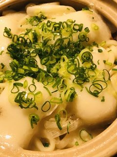 鍋の素●ポン酢でいただく鶏肉の餅うどん鍋-レシピのメイン写真