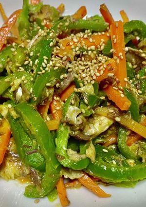 俺流！鯖缶とピーマンのカレー風味炒め-レシピのメイン写真