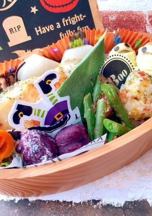 メロ西京漬け ミニおにぎりハロウィン弁当-レシピのメイン写真