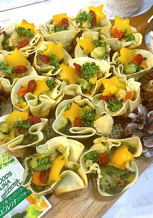 簡単！餃子の皮DEスピルリナ一口キッシュ-レシピのメイン写真