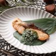 旬魚と"生スピルリナ"の玉ねぎソース