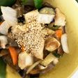 レンジ胸肉なすオイ酢ター炒め味青椒肉絲風