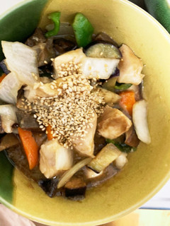 レンジ胸肉なすオイ酢ター炒め味青椒肉絲風-レシピのメイン写真