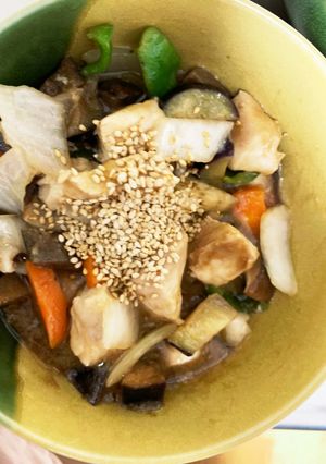 レンジ胸肉なすオイ酢ター炒め味青椒肉絲風-レシピのメイン写真