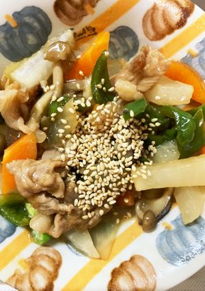 レンジ甘辛炒め味豚こま大根青椒肉絲風-レシピのメイン写真