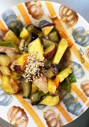 レンジ甘酢炒め味ツナさつま芋青椒肉絲風-レシピのメイン写真