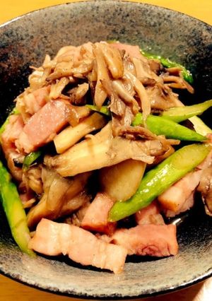 アスパラベーコンきのこのバター炒め。-レシピのメイン写真