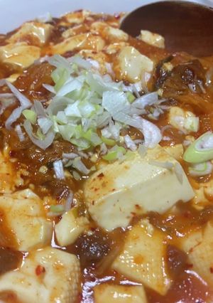 俺流！キムチと梅干しの和風餡掛け豆腐-レシピのメイン写真
