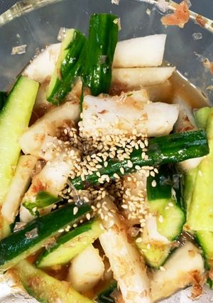 レンジ大根&きゅうりの鰹梅浅漬け-レシピのメイン写真