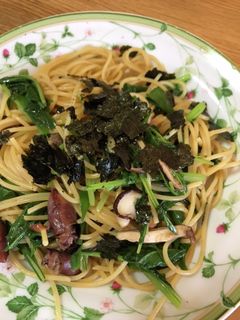 ねぎと水菜で ホタルイカの和風パスタ-レシピのメイン写真
