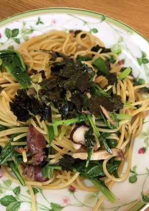 ねぎと水菜で ホタルイカの和風パスタ-レシピのメイン写真