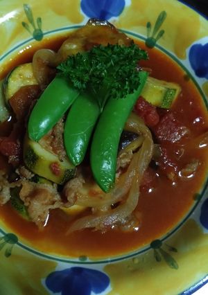 夏野菜と牛肉のトマト煮込み-レシピのメイン写真