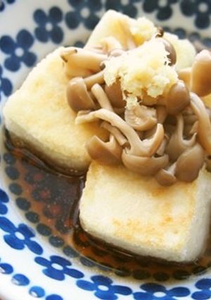 揚げ焼き豆腐♪しめじ沢山麺つゆをかけて-レシピのメイン写真