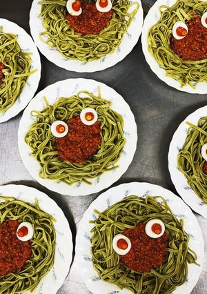 ハロウィンおばけパスタ-レシピのメイン写真