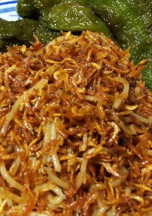 焦がしオキアミのスパゲティ　ししとう添え-レシピのメイン写真
