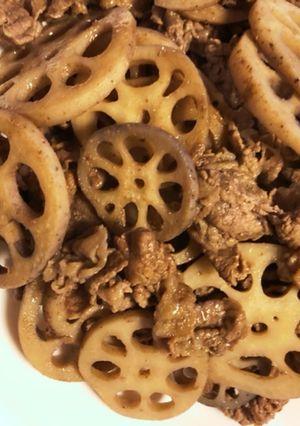 簡単シンプルな蓮根と牛肉の炒め物-レシピのメイン写真