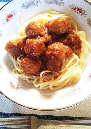 ミートボールのトマトソースパスタ-レシピのメイン写真
