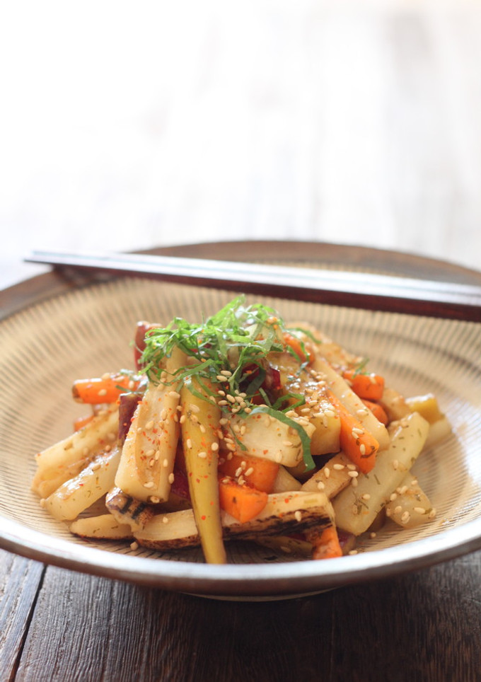皮付き根菜の大葉みそ炒め-レシピのメイン写真