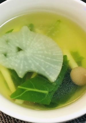 大根と小松菜としめじとハムのスープ-レシピのメイン写真