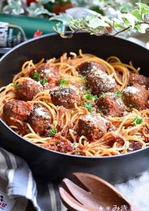 ミートボールのトマトソースパスタ♪-レシピのメイン写真