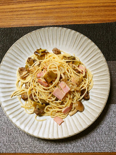 ヨウサマの減塩甘栗とシメジのパスタ-レシピのメイン写真