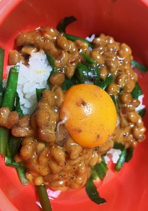 ガッツリ簡単納豆ニラご飯！在宅の日にも！-レシピのメイン写真
