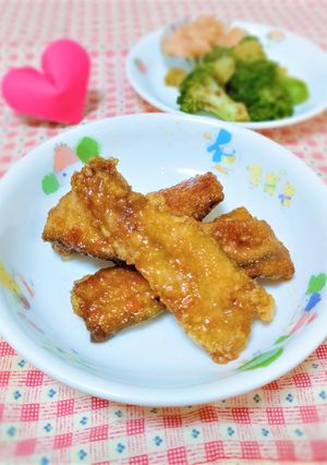 子ども喜ぶ！さんまのかば焼き　保育園給食-レシピのメイン写真