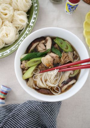 鶏ときのこの温つけそうめん-レシピのメイン写真