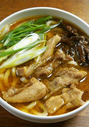 地鶏のスープで味噌うろん（うどん）-レシピのメイン写真