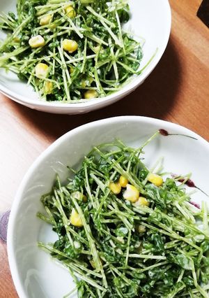 豆苗とコーンのごまドレサラダ-レシピのメイン写真
