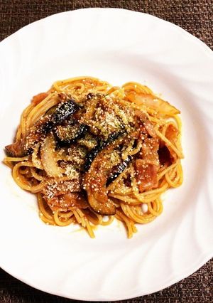 茄子とハムのナポリタン-レシピのメイン写真
