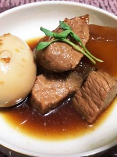 簡単豚角大根煮お好みで煮卵-レシピのメイン写真