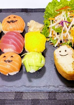 ラップで簡単！ ハロウィン手まり寿司-レシピのメイン写真