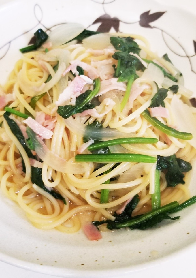 簡単 ベーコンとほうれん草和風パスタ-レシピのメイン写真