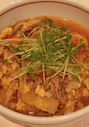 圧力鍋で時短、牛肉薄切りでカルビクッパ-レシピのメイン写真