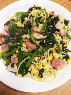 ほうれん草ベーコンとコーンの腸活パスタ-レシピのメイン写真