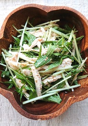 鶏胸肉と水菜の鶏ガラマヨサラダダイエット-レシピのメイン写真