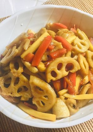 おかんごはん*マコモタケ+蓮根きんぴら*-レシピのメイン写真