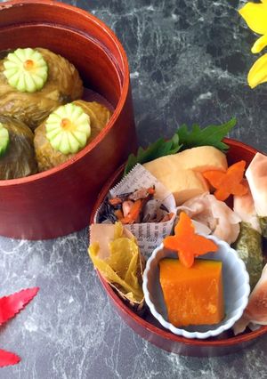 めはりおにぎり 秋弁当 詰め方-レシピのメイン写真