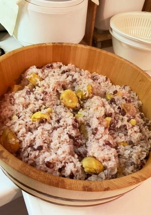 圧力鍋、中す使用の栗おこわ(お赤飯)-レシピのメイン写真