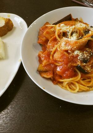 ナスベーコンオリーブのトマトパスタ-レシピのメイン写真