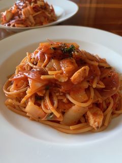 簡単!白菜と蒸し鶏のヘルシートマトパスタ-レシピのメイン写真