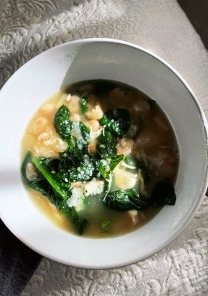 白いんげん・チキン・ほうれん草のスープ-レシピのメイン写真