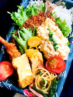 どーん!!アジフライ弁当\( ˆˆ )/-レシピのメイン写真