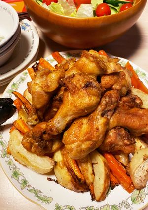 忙しいママに！手羽元と野菜のオーブン焼き-レシピのメイン写真
